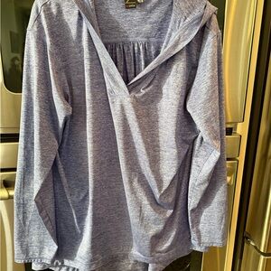 Zella Heathered Blue and Dark Tag Hooded Top size 1X